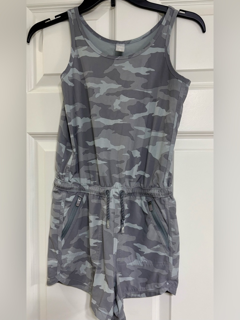 Athleta Girl L/12 Gray Camo Sleeveless Romper